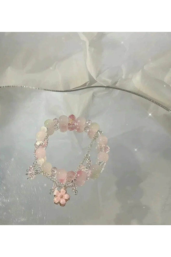 Goolsky سوار تاسل زهور الربيع - مجوهرات يدوية من كرز ساكورا للنساء، هدية سوار زهور الكرز الرومانسية، حجم قابل للتعديل - Image 4