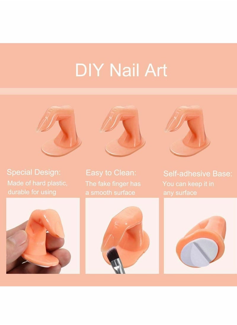 Practice Fingers Decoration, Practice Manicure Fingers Training Fingers with False Nails Training Fingers for Acrylic Gel Nail Art Hand Nail Art Training Display Decoration, 20 Pcs - Image 3