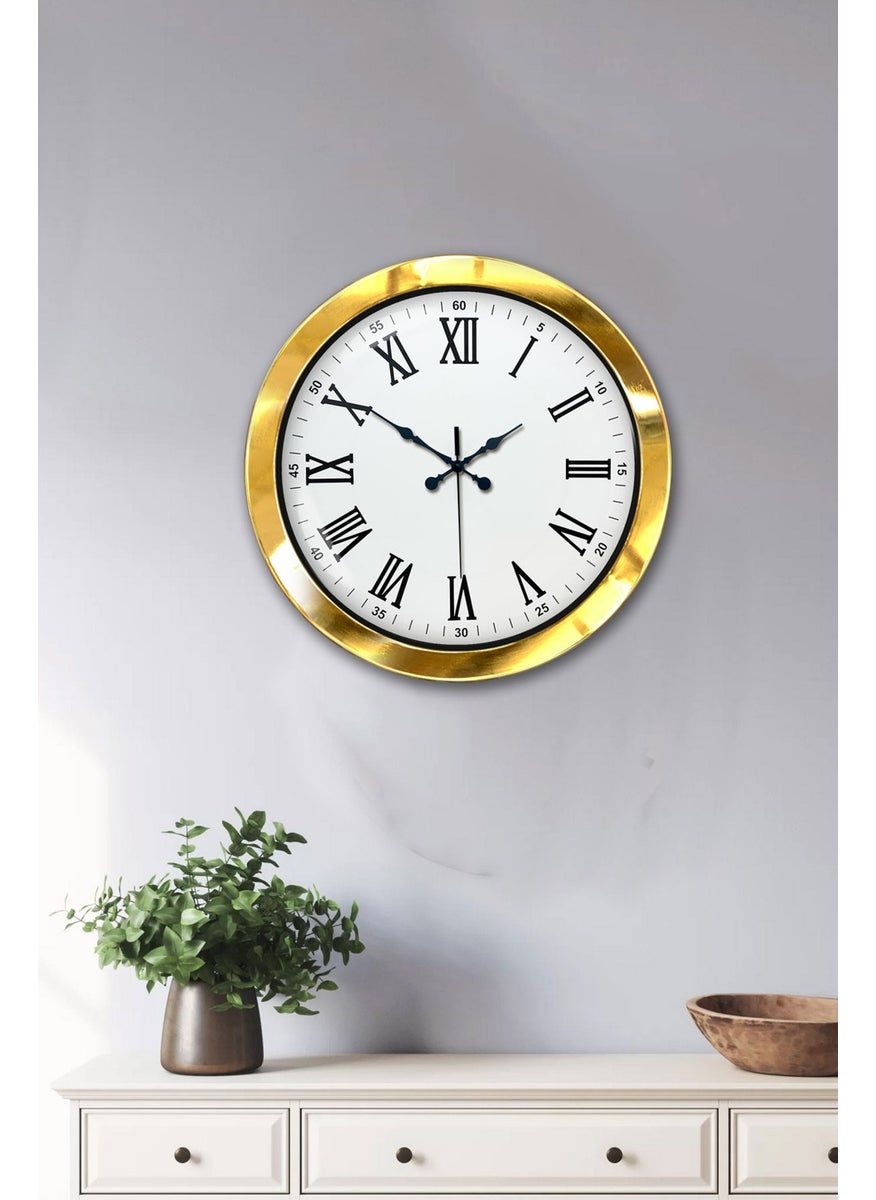 Platin Saat Platinum Clock 36 cm Gold Metal Roman Numeral Wall Clock  - Image 2
