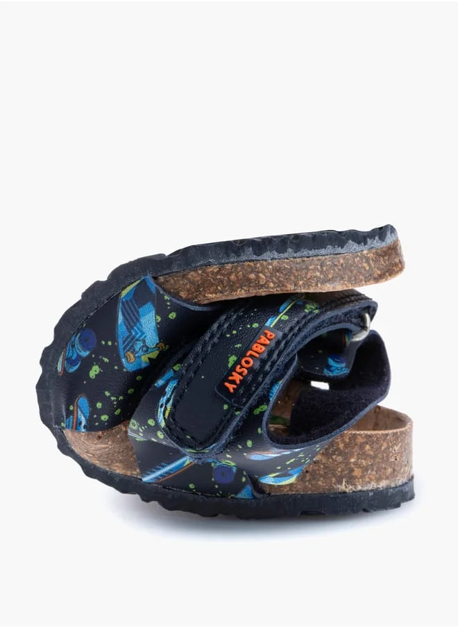 بابلوسكي Boys' Skater Print Sandals with Hook and Loop Closure