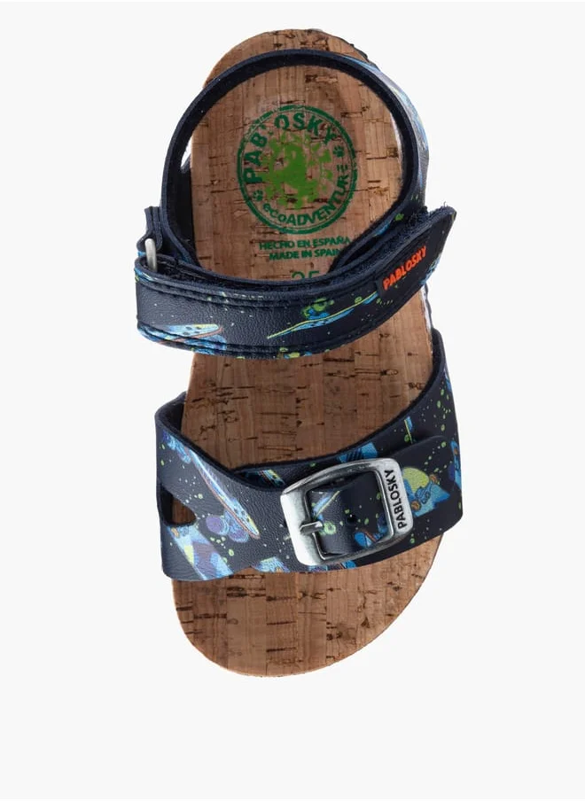 بابلوسكي Boys' Skater Print Sandals with Hook and Loop Closure