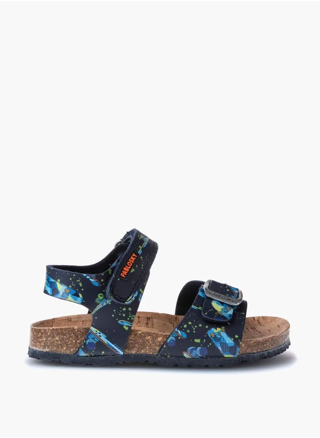 Pablosky Boys' Skater Print Sandals with Hook and Loop Closure