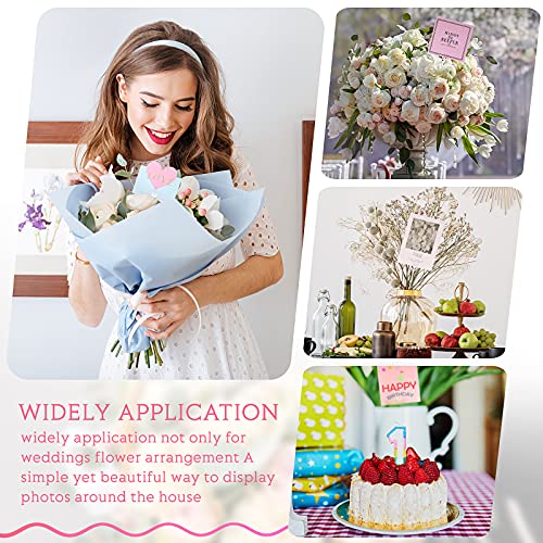 Nitial 100 Pcs Plastic Heart Shape Floral Picks Card Holders for Wedding Bouquet Birthday Party Decorations 9.4 Inch - Image 3