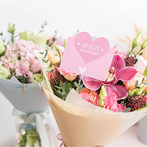 Nitial 100 Pcs Plastic Heart Shape Floral Picks Card Holders for Wedding Bouquet Birthday Party Decorations 9.4 Inch - Image 4