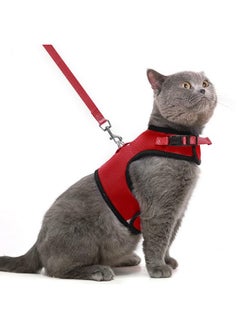 PUPTECK PUPTECK Soft Mesh Cat Vest Harness and Leash Set Puppy Padded Pet Harnesses Escape Proof for Cats Small Dogs, Red Large  - Image 1