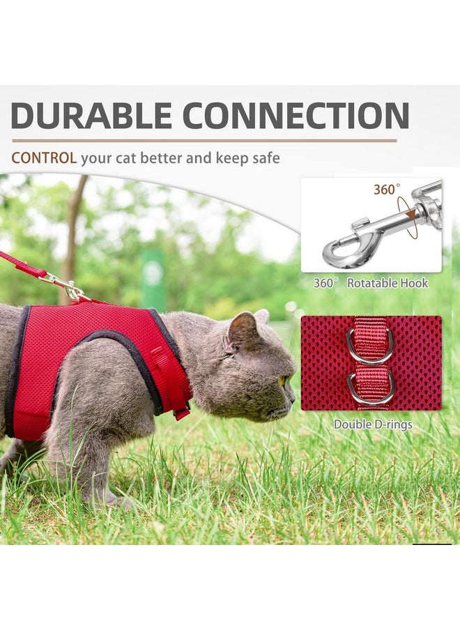 PUPTECK - PUPTECK Soft Mesh Cat Vest Harness and Leash Set Puppy Padded Pet Harnesses Escape Proof for Cats Small Dogs, Red Large - Image 1