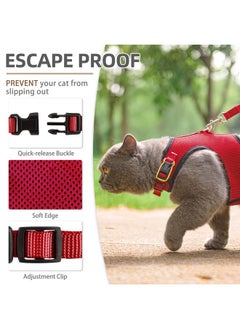 PUPTECK PUPTECK Soft Mesh Cat Vest Harness and Leash Set Puppy Padded Pet Harnesses Escape Proof for Cats Small Dogs, Red Large  - Image 2