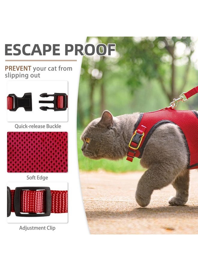 PUPTECK - PUPTECK Soft Mesh Cat Vest Harness and Leash Set Puppy Padded Pet Harnesses Escape Proof for Cats Small Dogs, Red Large - Image 1