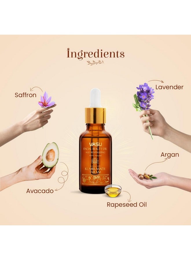 Vasu Facial Beauty Oil Enriched With Kumkumadi Tailam - 100% Natural Face Oil, Gives Natural Glow To Your Face, A Unique Blend Of 5 Precious Oils With Potent Herbs - 25 Ml - Image 4