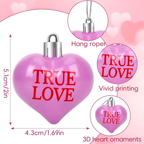 JULMELON Valentine's Day Conversation Hearts Candy Ornaments, 24 Pcs Colorful Heart Decorations for Tree Home Party Holiday Wedding and Party Decoration - Image 5