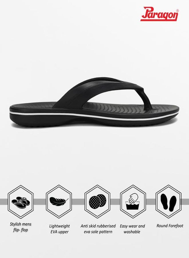 PARAGON EVK1129G Men Stylish Lightweight Water Resistant Flipflops | Comfortable Soles | Casual & Trendy Slippers | Indoor & Outdoor, Black-White, 10 UK (Narrow) - Image 4