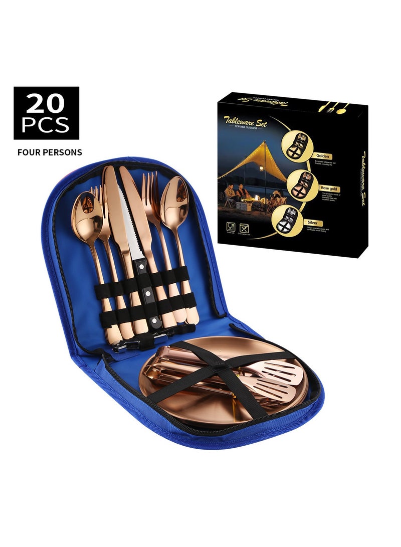 KUYING Stainless Steel Tableware Set Of 20 Pieces Western Knife Fork Spoon Set  - Image 1