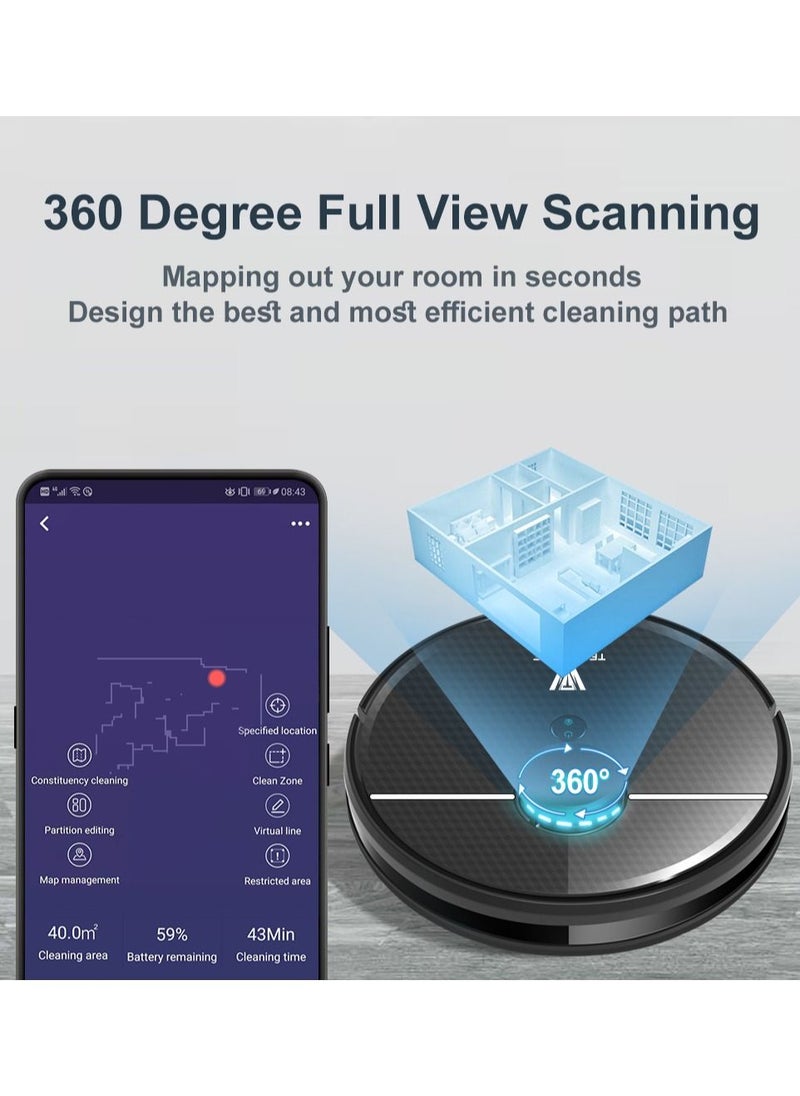 تك ويف TW- R20 روبوت مكنسة كهربائية وممسحة ملاحية بالليزر الأكثر ذكاءً، بقوة شفط 4000 باسكال  - Image 2