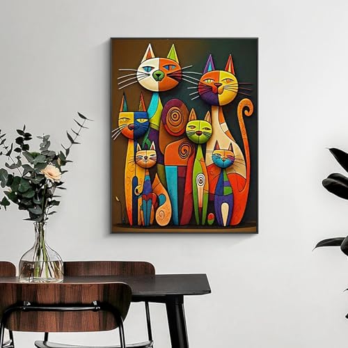 mrpwnle Cat Diamond Painting Kits for Adults Beginners, DIY Cute Cat Diamond Art Kits for Adults 5D Full Drill Diamond Art Dots Gem Paintings Kit for Festival Home Wall Decor 12x16inch - Image 3