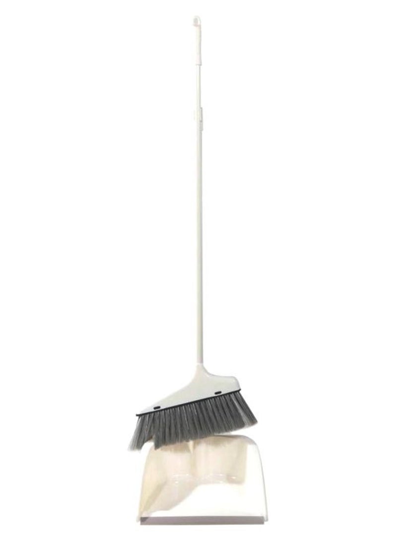 DELCASA Dust Pan With Long Brush White/Grey - Image 1