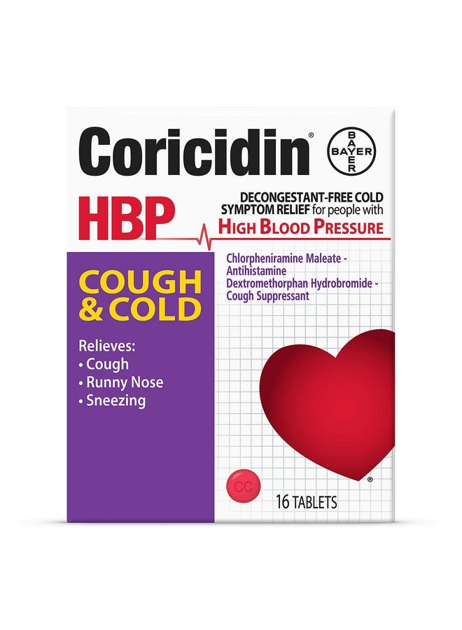 Coricidin HBP Coricidin HBP Decongestant-Free Cough and Cold Medicine - Specially Designed Relief for High Blood Pressure, Cough, Runny Nose, Sneezing and Cold Symptoms (16 Count) - Image 1