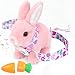 Sprstar Easter Bunny ToyBunny My Realistic Bunny ToyHopping Rabbit Plush Bunny Toywith Sounds and Movements Animated Walking Wiggle Ears Twitch Nose Gift for Toddlers BirthdayPink Rabbit Leash - Image 2