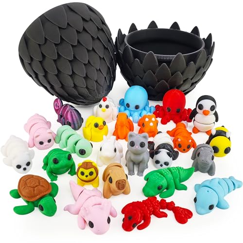 NEXT STOP M 24 pcs Animal Figurines with Dragon Egg 3D Printed Animal Figurines Set with Dragon Egg Articulated Party Favors Gifts for Boys Girls Toddlers Office Desk Pets Classroom Rewards - Image 1