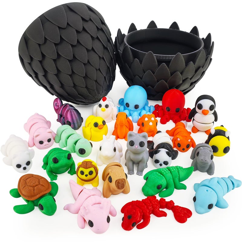 NEXT STOP M 24 pcs Animal Figurines with Dragon Egg 3D Printed Animal Figurines Set with Dragon Egg Articulated Party Favors Gifts for Boys Girls Toddlers Office Desk Pets Classroom Rewards - Image 3