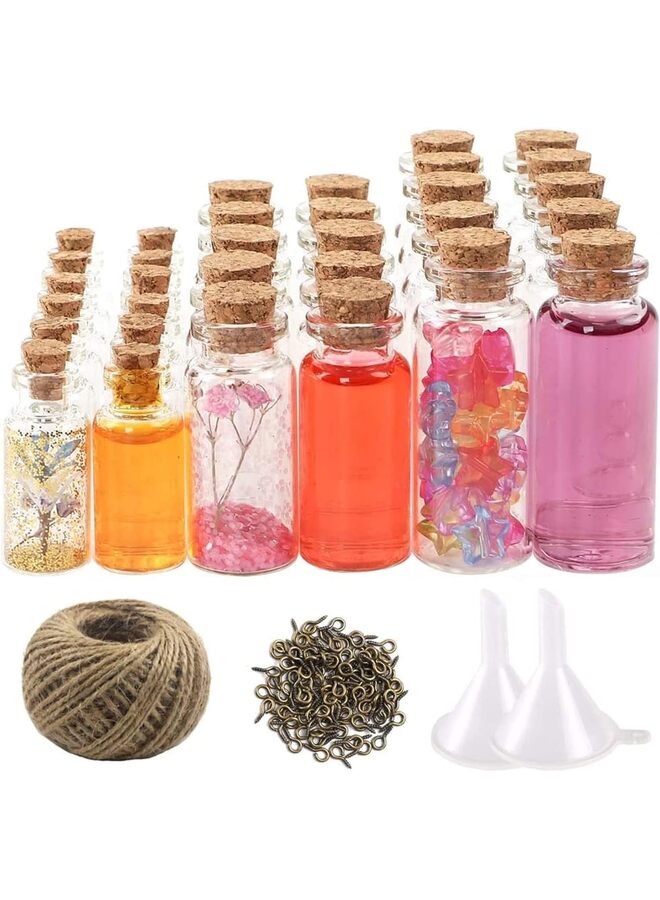 44pcs Mini Glass Bottles with Cork Stoppers, 20ml Capacity, 50 Eye Screws, 30m Twine, Funnels, Perfect for Wedding Favors, Miniature Art, Storage Accessories - Image 1