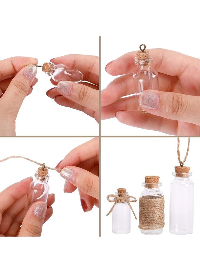 44pcs Mini Glass Bottles with Cork Stoppers, 20ml Capacity, 50 Eye Screws, 30m Twine, Funnels, Perfect for Wedding Favors, Miniature Art, Storage Accessories - Image 5
