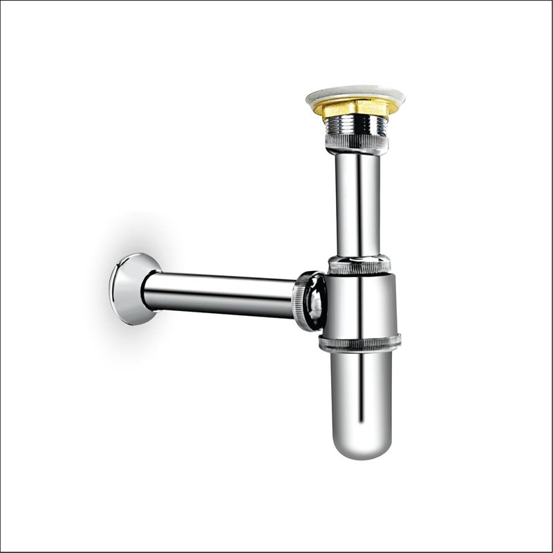 SANJAY CHILLY Bottle Trap Stainless Steel WASHBASIN Wall Flange Hight Adjustable Waste Outlet Pipe 12 INCHES (Suitable for 7 & 12 INCHES Pipe) Chrome Finished Body with Modern Design Sinks - Image 1