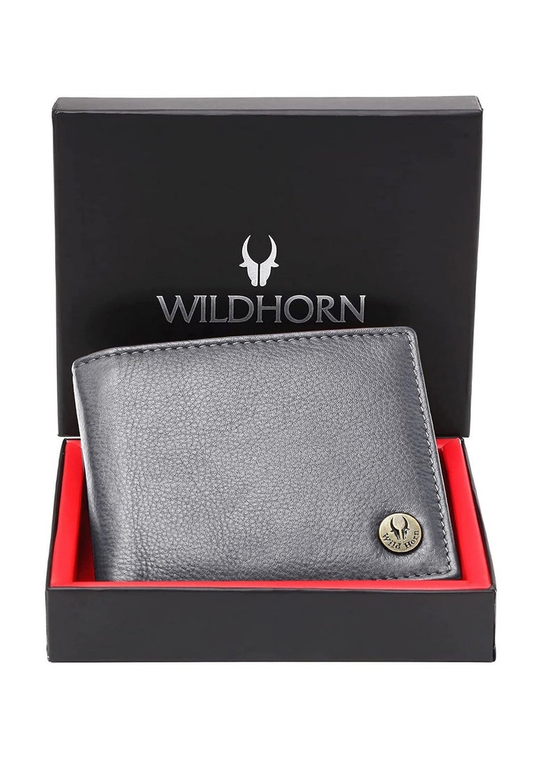 WildHorn Rfid Protected Leather Wallet For Men, Grey - Image 2