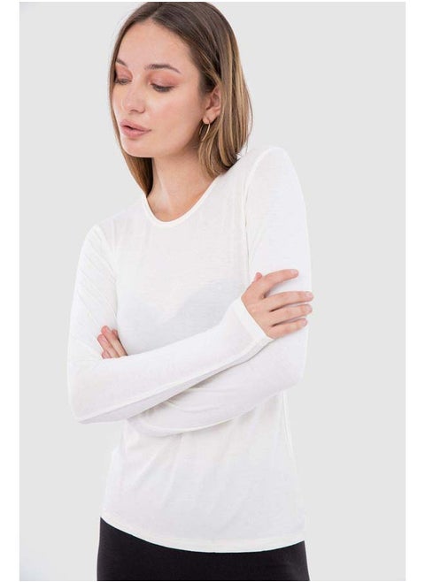 T-Shirt Round Long Sleeves Off White