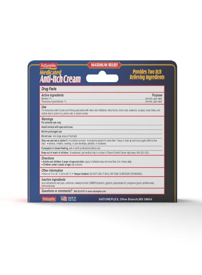 Natureplex Maximum Relief Medicated Anti-Itch Cream 1.5oz (2 Pack) - Fast Relief for Rashes, Bites, Sunburn, Cuts, Burns, Poison Ivy & More - Cooling Menthol & Pramoxine - Made in USA - Image 4