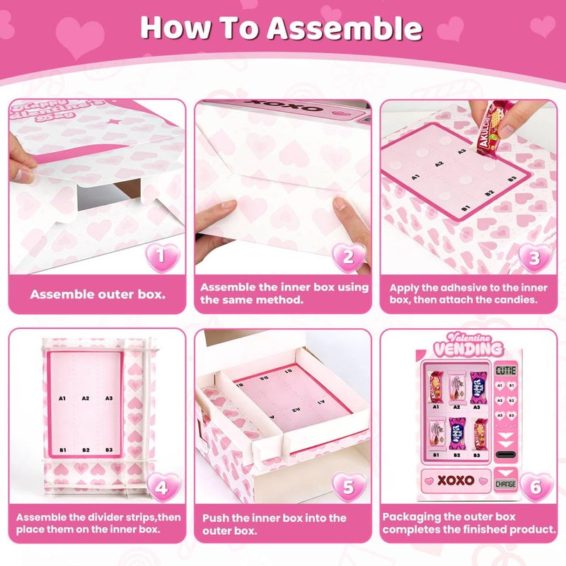 Gloween Valentines Day Boxes and Cards for Kids Classroom School Exchange, Great Valentines Gifts Party Favors for Boys Girls (1 DIY Vending Box, 32 Valentine Cards, 1 Teacher Card) - Image 5