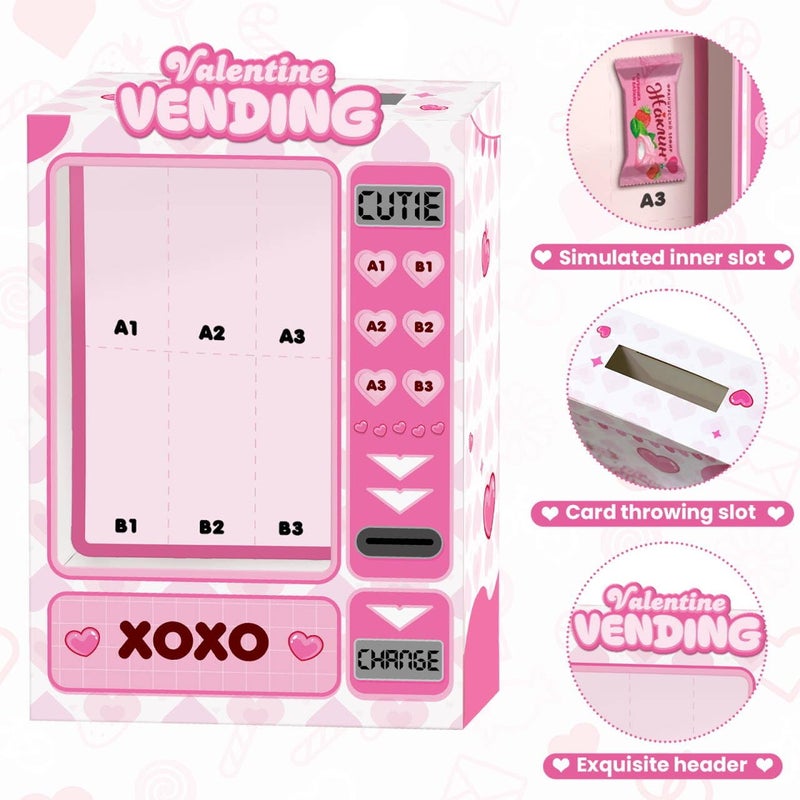 Gloween Valentines Day Boxes and Cards for Kids Classroom School Exchange, Great Valentines Gifts Party Favors for Boys Girls (1 DIY Vending Box, 32 Valentine Cards, 1 Teacher Card) - Image 3