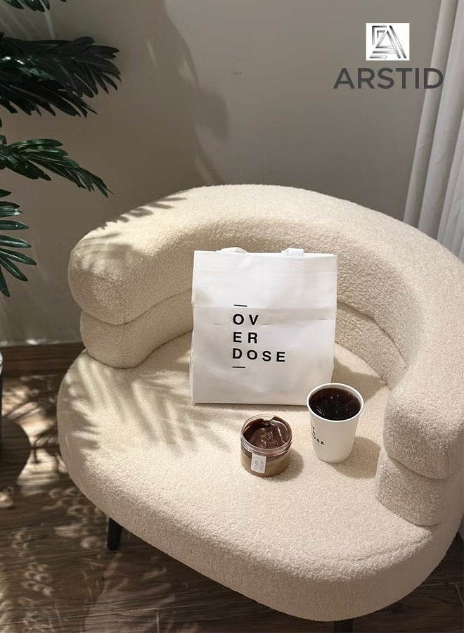 ARSTID Cozy Boucle Accent Chair with Double-Layer Curved Backrest for Living Room & Bedroom - Image 1