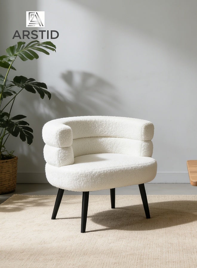 ARSTID Cozy Boucle Accent Chair with Double-Layer Curved Backrest for Living Room & Bedroom - Image 3