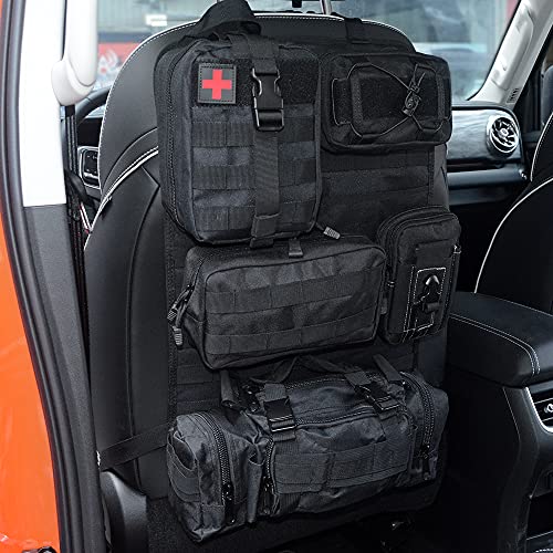 FURYENGRAVER Universal Tactical Vehicle Back Seat Organizer with 5 Molle Pouch Molle Pouches Truck Seat Organizer Tactical Gear for Car Truck Ford Jeep Vehicle - Image 1
