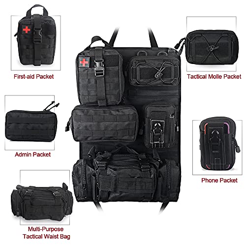 FURYENGRAVER Universal Tactical Vehicle Back Seat Organizer with 5 Molle Pouch Molle Pouches Truck Seat Organizer Tactical Gear for Car Truck Ford Jeep Vehicle - Image 3