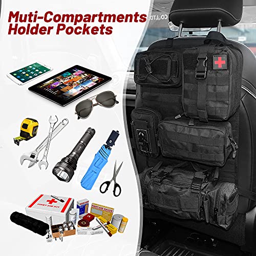 FURYENGRAVER Universal Tactical Vehicle Back Seat Organizer with 5 Molle Pouch Molle Pouches Truck Seat Organizer Tactical Gear for Car Truck Ford Jeep Vehicle - Image 4