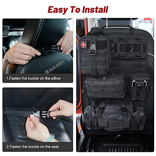 FURYENGRAVER Universal Tactical Vehicle Back Seat Organizer with 5 Molle Pouch Molle Pouches Truck Seat Organizer Tactical Gear for Car Truck Ford Jeep Vehicle - Image 5