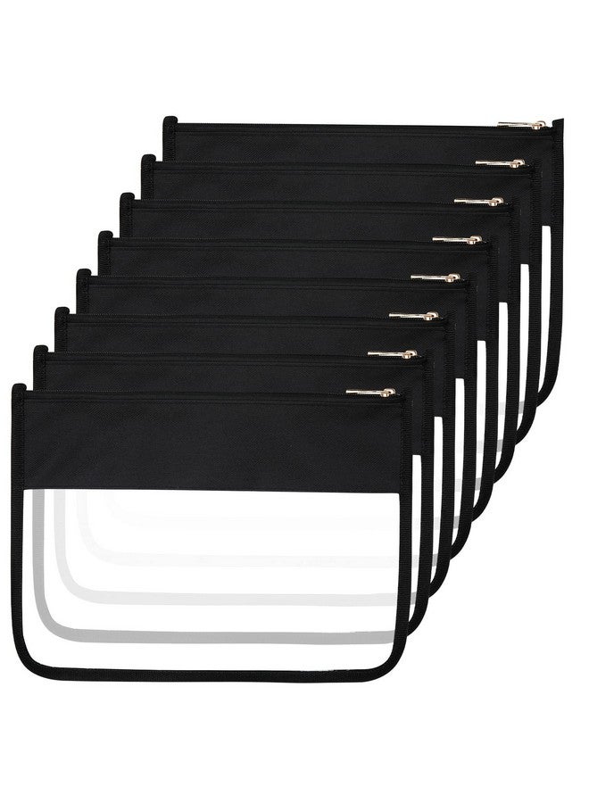 Teling 8 Pieces Clear Makeup Bags Diy Chenille Letter Pouch Clear Zipper Pouches Travel Pvc Oxford Cloth Cosmetic Portable Waterproof Makeup Storage Bag Toiletry Snack Organizer For Women Girls Black - Image 1