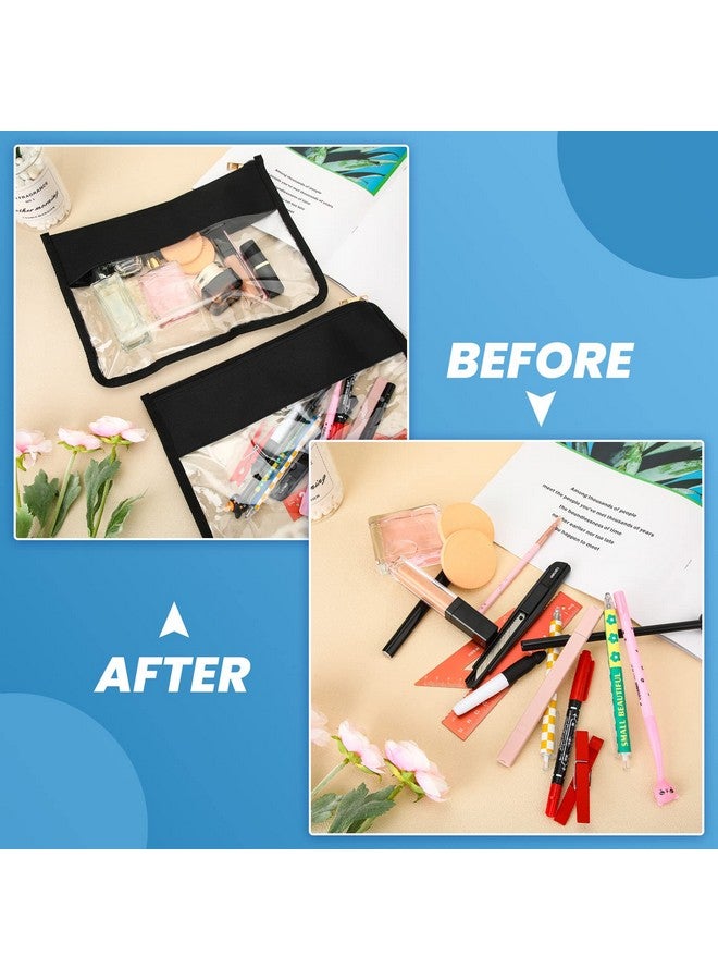 Teling 8 Pieces Clear Makeup Bags Diy Chenille Letter Pouch Clear Zipper Pouches Travel Pvc Oxford Cloth Cosmetic Portable Waterproof Makeup Storage Bag Toiletry Snack Organizer For Women Girls Black - Image 5