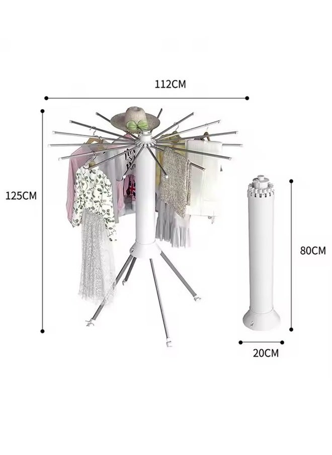 Taimi Portable Folding Tripod Clothes Drying Rack with 16 Poles in Silver and White 125cm x112cm  - Image 2