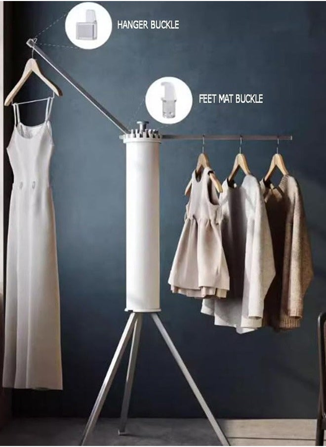 Taimi Portable Folding Tripod Clothes Drying Rack with 16 Poles in Silver and White 125cm x112cm  - Image 3