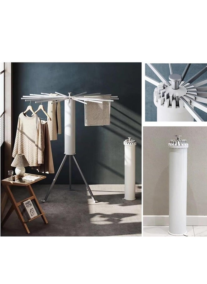 Taimi Portable Folding Tripod Clothes Drying Rack with 16 Poles in Silver and White 125cm x112cm  - Image 4