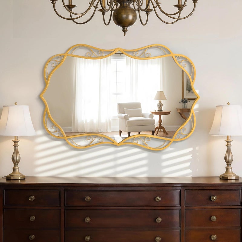 Besdomus Antique Gold Bathroom Mirror: 24"x36" Large Bathroom Mirrors for Over Sink - Vertical or Horizontal Hanging - Home Decor for Bathroom/Fireplace/Hallway - Wall Decor for Fashion-Conscious - Image 3
