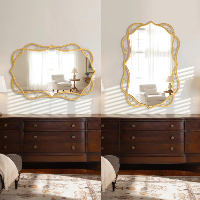 Besdomus Antique Gold Bathroom Mirror: 24"x36" Large Bathroom Mirrors for Over Sink - Vertical or Horizontal Hanging - Home Decor for Bathroom/Fireplace/Hallway - Wall Decor for Fashion-Conscious - Image 5
