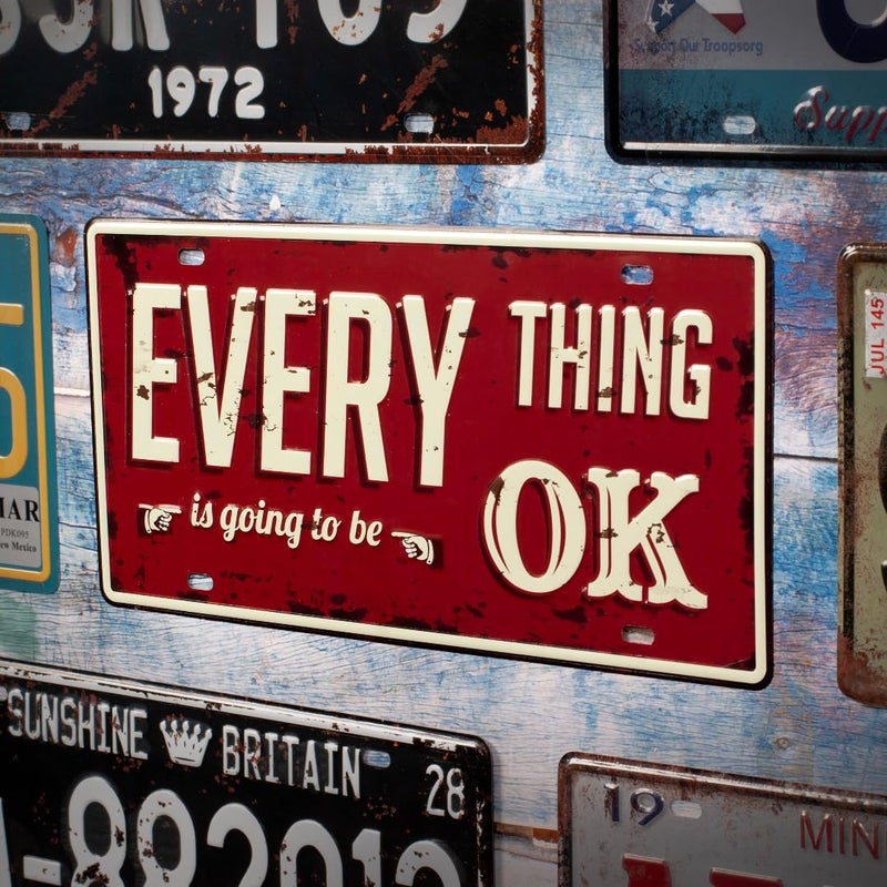 EAZYWAGON "Everything is going to be OK" Vintage Retro Metal Signs - License Wall Plate, Car Tag - Ideal for Cafe, Restaurant, Shop, Home, Hotel, Club, Office, Living Area - Design Plaque - Image 2