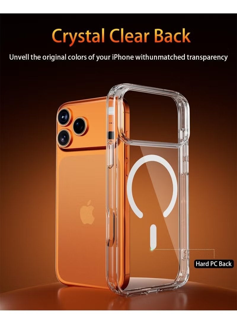 ELTRAZONE iPhone 17 Pro Clear Case with Tempered Glass Screen Protector and Camera Lens Protector Magnetic Wireless Charging Compatible Anti-Yellowing Shockproof Slim Protective Cover with Strong Drop Protection Scratch Resistant Transparent Protective Case for iPhone 17 Pro 6.3-inch - Image 3