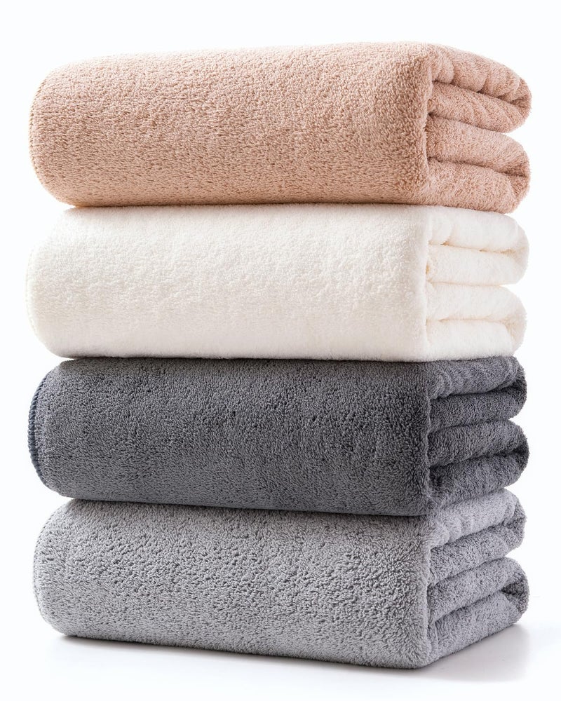 Lumimi Towels 4Piece Soft Microfiber Bath Towel Set Incredibly Absorbent Lightweight Quick Dry and Durable 55 L x 27 W 4 Pack Multicolour