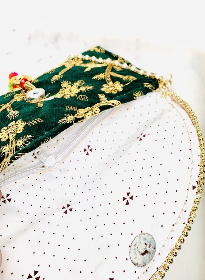 RDK SON'S Women's Embroidered Clutch Purse Bag, Indian Wedding Gift, Bridesmaid Gifts, Wedding Favors, Mehndi Favors, Return Gift (Beige) - Image 5