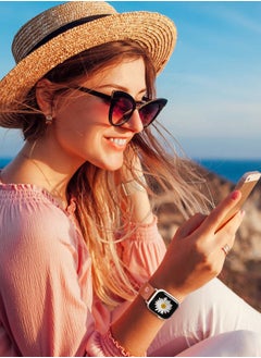 Wearlizer Daisy Leather Band Compatible with Apple Watch Band Women 45/44/ 42/46/49mm(Ultra), Original Boho Soft Leather Strap with Cute Floral Stitching for iWatch Series 10/9/8/SE/7/6/5/4/3/2/1  - Image 5