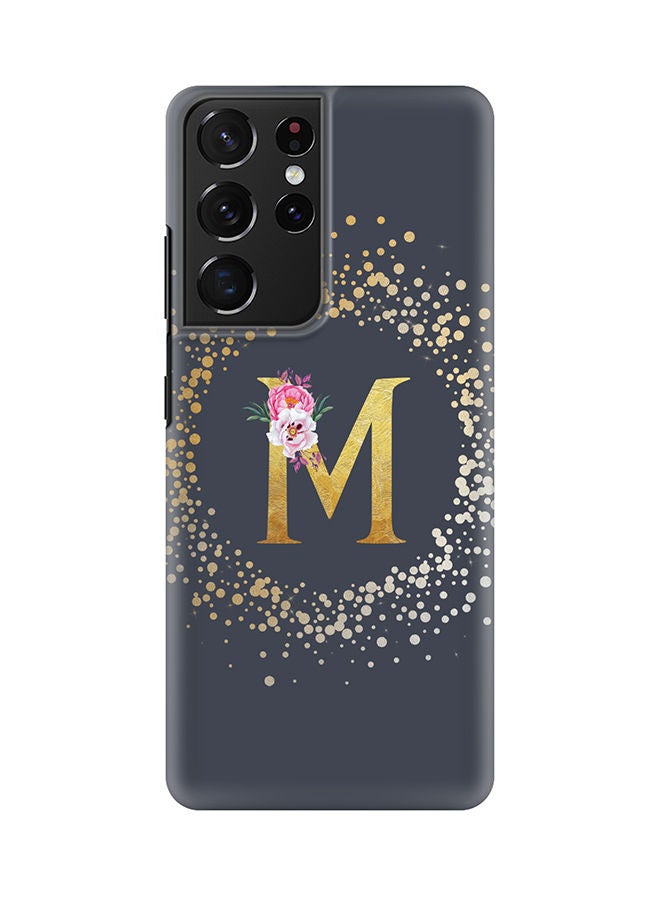 Stylizedd Monogram Slim Cover for Samsung Galaxy S21 Ultra 5G Case Custom Initials Letter Floral Pattern Snap Series Mobile Cover Matte Alphabet  - M (Grey) - Image 1